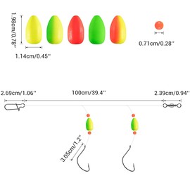 Pompano Rigs Set, 5 Pieces Pompano Jigs, 6 Colours, Saltwater Fishing Jigs with Fluorescent Float for Bluefass, Bass, Trout, Snapper