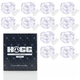 Hogg 12 Pack Battery Fairy Lights Bulk - 7 ft, Mini LED Lights for Crafts, Fairylights for Mason Jars, Tumblers, DIY, White