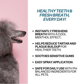 PET4U Dog Breath Freshener with Menthol - 8 oz - Fights Plaque, Tartar & Bad Breath - Gentle Gum Care & pH Balance - Dog Dental Care for Cat and Dog - No-Brush Solution