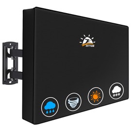 Zettum TV Cover for 60-65 Inch TV, TV Screen Protector Cover Outdoor 600D Oxford PU Coating Heavy Duty & Waterproof Screen Protector for TVs (Black)