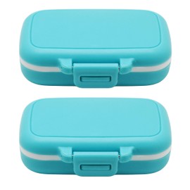 2 Stück Kleine Pillendose, Pillendose Klein für Unterwegs Medikamenten Tragetasche – Organizer Box für tägliche Vitamine (Blau)