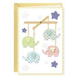 GROWTHMAGIC Baby Shower Card - 3D Cute Design Baby Shower Card for Boy or Girl with Envelope and Seal Sticker, 5x8in Welcome New Baby Gender Neutral (Elephants & Stars)