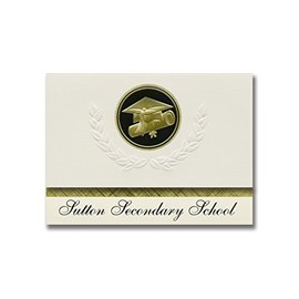 Signature Announcements Sutton Secondary School (Sutton, NE) Graduation Announcements, Presidential style, Basic package of 25 Cap & Diploma Seal. Black & Gold.