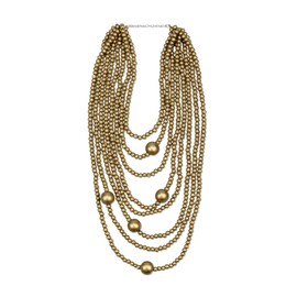 Florate Big Long Colorful Chunky Statement Wood Bead Necklace for Women African Vintage Ethnic Multi Layers Pendant Bib Bohemian Jewelry (NXR1458-gold)