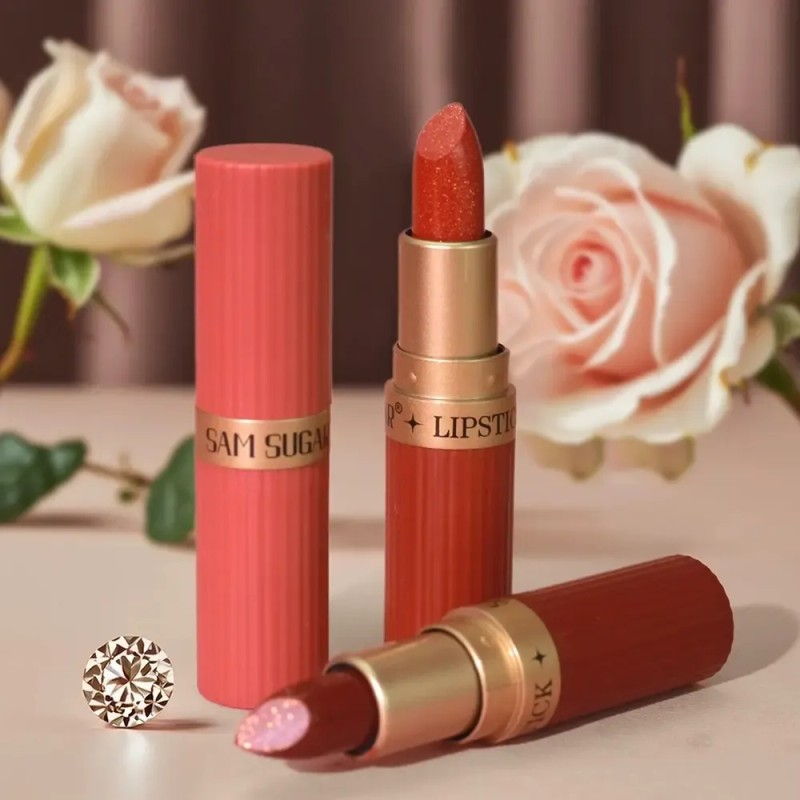 Conjunto De 6 Unidades De Batom Glitter, Impermeável De Long