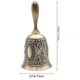 Brass Hand Bell, Traditional Call Bell For Wedding Party, Hand-played Musical Instrument For Kids and Adults:_Copper Brown_11.3