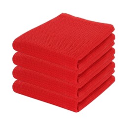 PurpleEssences Waffle Weave Kitchen Towel, 100% Cotton - 15 x 25 Inches, with Hanging Loop Ultra Soft Absorbent Quick Drying Dish Cloth, Tea and Hand Towels, 4 Pack - Spring Summer Easter - Red