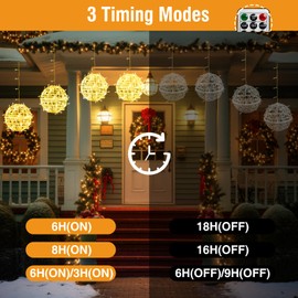 kolpop Color Changing Christmas Outdoor Balls Lights, 11 Modes Sphere Lights with Remote & Timer, 4 Pack 7.87" Dimmable Hanging Tree Globe Lights with Plug-in for Xmas Party Yard Garden Decorations