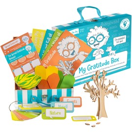 Open The Joy Gratitude Box for Kids - Wooden Building, Clay Bowl, Origami Projects, Journal Notepad, and Gratitude Cards - Ages 4+