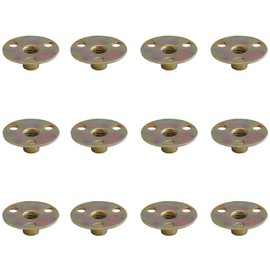 Tayffency 12Pcs 1/4"-20 Brad Hole Tee Nut Zinc Plated Carbon Steel 3-Hole Round Base Screw-in T-Nuts Furniture Hardware Flange Insert Female Thread for Wood Furniture