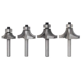 Bestgle 4pcs Round Over Edging Router Bits 1/4-Inch Shank 1/4", 3/8", 7/16",1/2" Radius Corner Roundover Beading Router Bit Set Woodworking Milling Cutter Tools