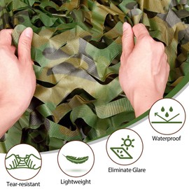 Yeacool Camo Netting Camouflage Netting Bulk Roll Burlap Camo Tarp Sunshade Camo Net for Hunting Blind Military Dinosaur Birthday Theme Party Decoration (Woodland Camo, 4.9ft*3.28ft, 1.5m*1m)