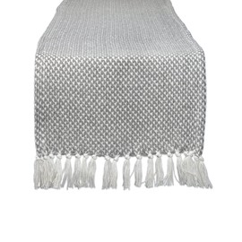 DII Woven Basics Collection 100% Cotton Knit Table Runner, 15x108, Gray
