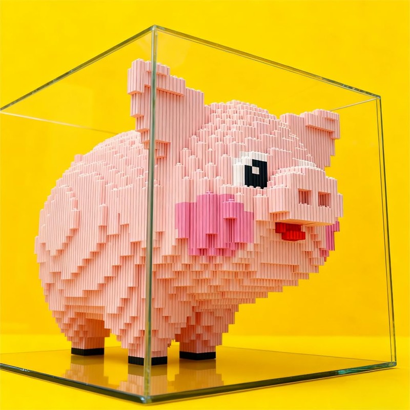 FUYOUSHUN Animal Pig Micro Building Blocks Set（2774PCS），Teddy Building Blocks Pink