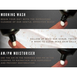 Guapo Skincare - Mens Skincare Routine Facewash Kit, 4 Step Regime Including Face Wash, Facial Scrub, SPF20 Moisturiser and Nightime Lotion