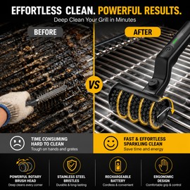 Electric Grill Brush for Outdoor BBQ Cleaning – 3-Speed Rotary Scrubber with Stainless Steel Brush Head