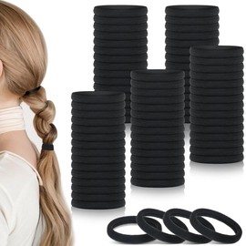 100PCS Hair Ties, Seamless Hair Ties No Damage Ponytail Holders Elastics Hair Accessories for Women Girls - Colour: Black