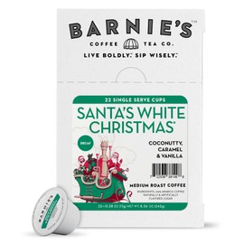 BARNIE'S COFFEE TEA CO. Single Serve K cups for Keurig Brewers Medium Roast Arabica Coffe Beans, Decaf Santa's White Christmas, 22 Count