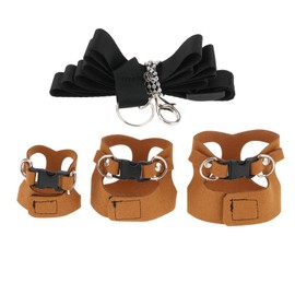 Briny River 3-Piece Vest Harness Lead Set for Small Animals with Adjustable Lead for Squirrel Gerbils Chinchillas Rats Brown S/M/L