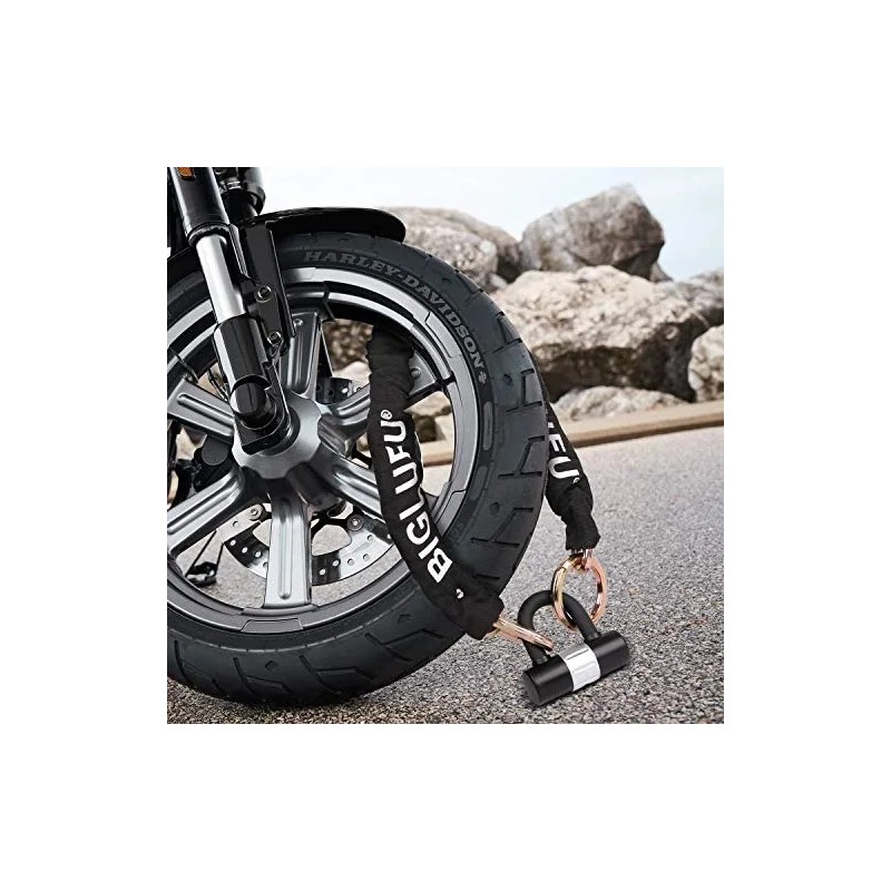 Candado Cadena Bicicleta Motocicleta BIGLUFU 10mm*1.2m Negro Llave