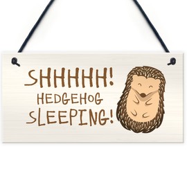 Funny Hedgehog Sign Garden Plaques Hedgehog Sleeping Outdoor Sign Family