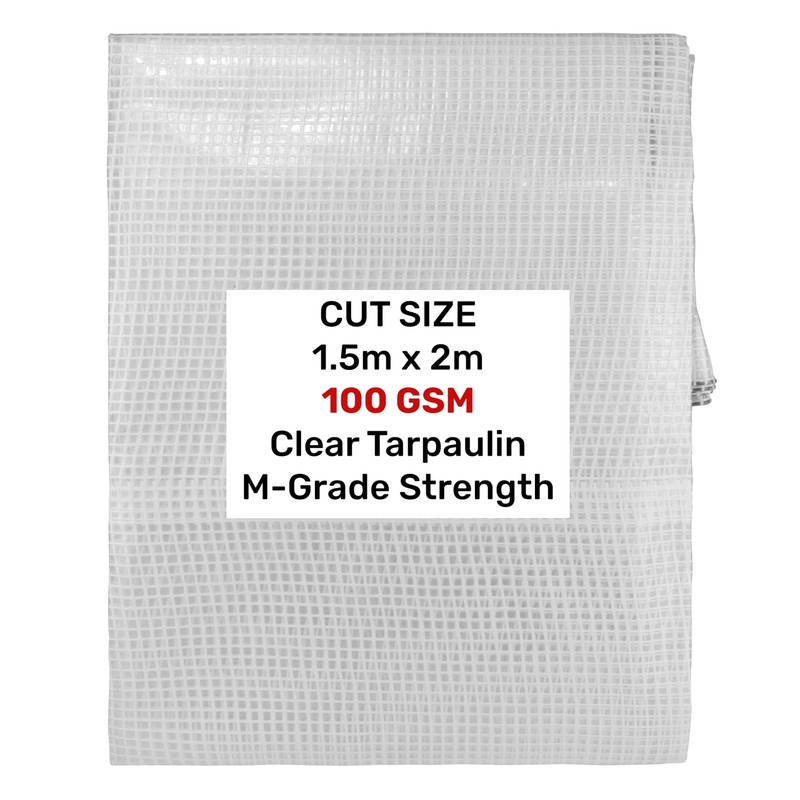 Clear Monotex Heavy Duty Tarpaulin, 100gsm Waterproof Ground Cover Multipurpose