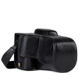 MegaGear MG1192 Ever Ready Genuine Leather Camera Case Compatible with Canon EOS Rebel T8i, Kiss X10i, Rebel T7i, Kiss X9i, 77D, 9000D (18-55mm), Black