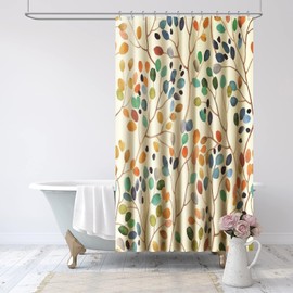 FLCSIed Floral Shower Curtain for Bathroom, Colorful Leaves Curtain Bathroom Decoration, Shower Curtain Set with Curtain Hooks 72x72 Inch (Clourful leaves 1)