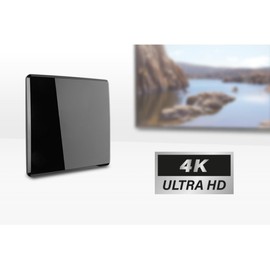 One for All A715438A07-00001 HDTV 1080p Antenna Amplified Indoor Flat TV Antenna with Multiple Directional, 50 Mile Range & Signal Level Indicator -1.52 Meters Coaxial Cable – Black