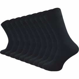 ca·wa·so Men's socks made of 100% cotton, pure cotton socks in a set of 10, casual socks without seam with reinforced heel and toe, Black - without rubber