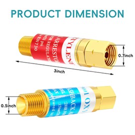 JZWELD Oxygen Acetylene Flashback Arrestor Set Regulator End 9/16-18 Threads B Size, Flashback Arrestor For Regulators