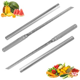 Quanqiuyi 2 PCS Stainless Steel Blade, Outdoor Portable Stainless Steel Mini Stick Fruit Knife, All Steel Fancy Letter Opener Envelope, Multipurpose Survival Tactical Knife 9.5 Inch