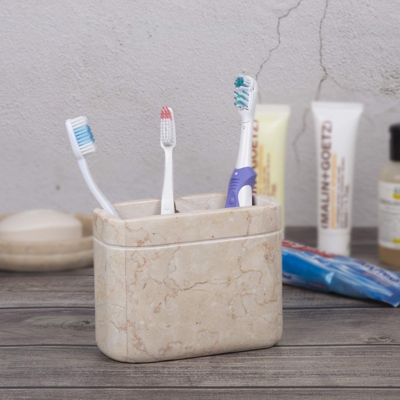 Creative Home Champagne Marble Notch Toothbrush Holder