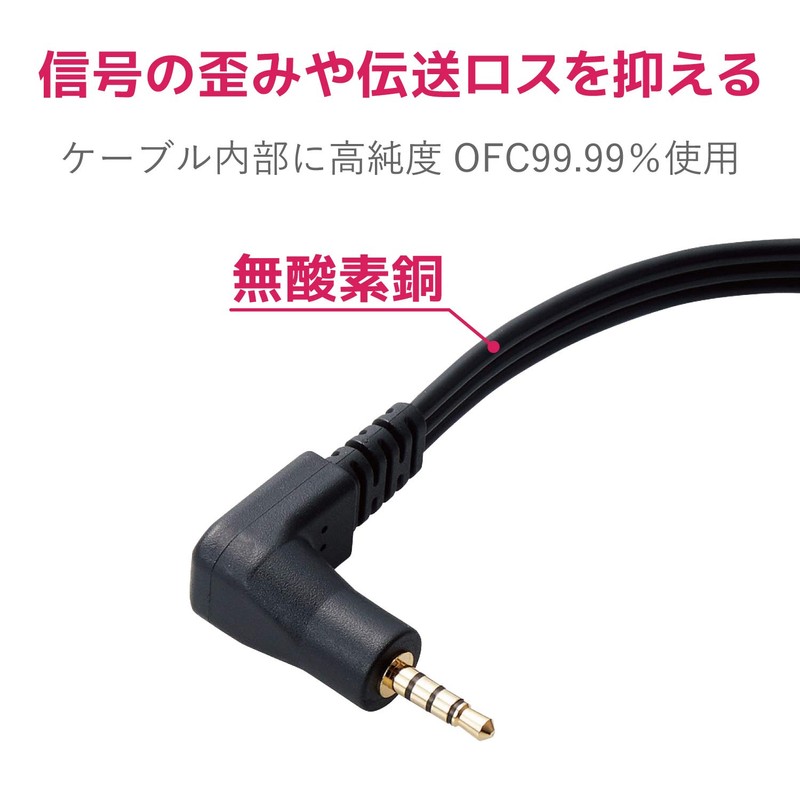 Elecom DH-MLWRYF015BK AV Cable Stereo Mini Plug (L-Shape 4 Poles)
