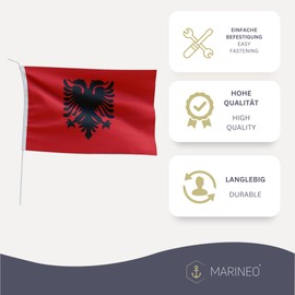 Marineo Guest Country Flag Boat Flag Guest Flag for Boat or Motorcycle – 20 x 30 cm, Albania