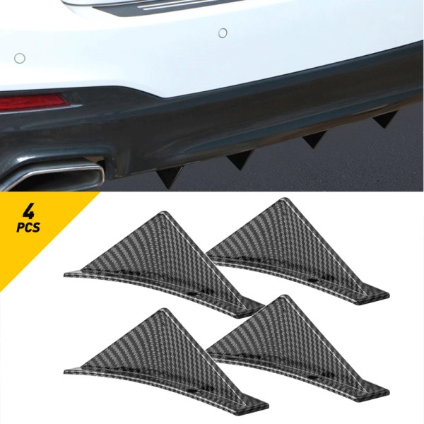Unbranded Carbon Fiber Universal 4x Car Rear Bumper Diffuser Fin