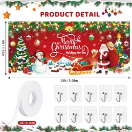 Large Christmas Garage Door Decorations, Christmas Garage Door Cover, Santa Claus Snowman Holiday Wall Photo Background Party Supplies, Garage Door Christmas Decorations, 6×13ft