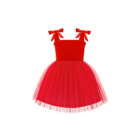 Arshiner Toddler Tutu Dresses Bow-Tie Straps Tulle Red Christmas Clothes Kids Valentine Holiday Princess Dresses for Girls 4-6