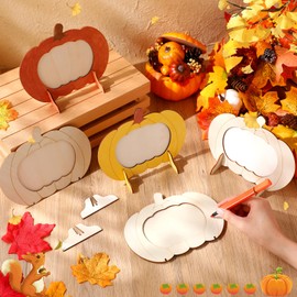 Geelin Thanksgiving Wooden Pumpkin Photo Frame Crafts Fall DIY Picture Frames Bulk for Thanksgiving Home Table Tabletop Decorations(6 Pack,Classic)