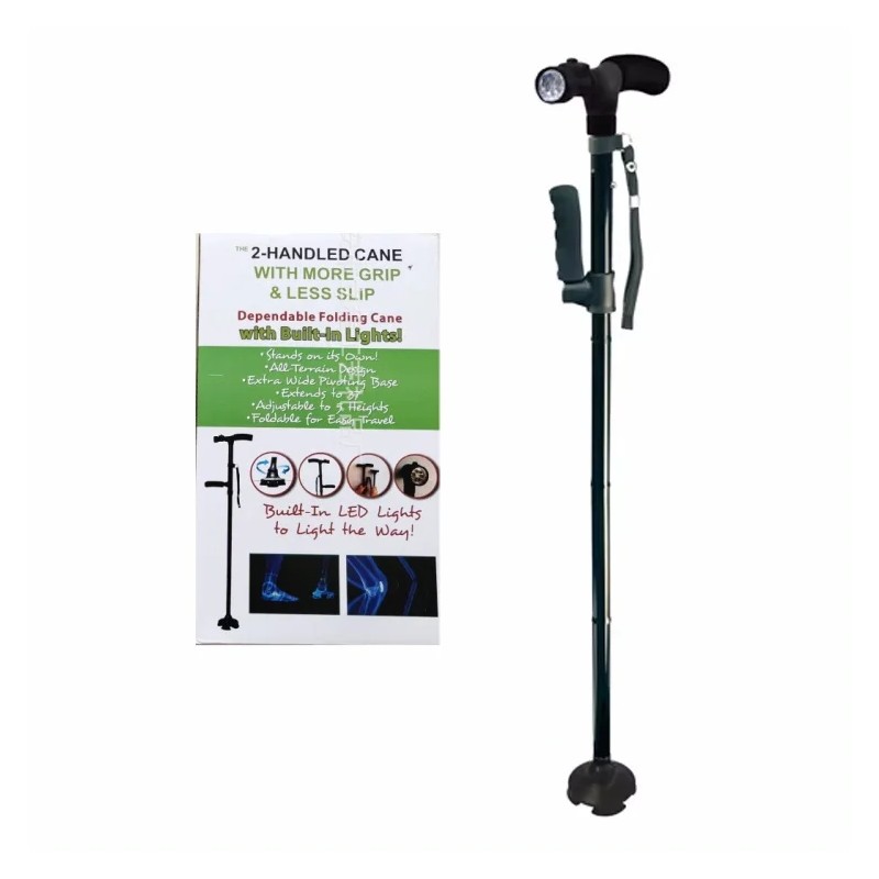 Foldable Walking Cane with LED Light – Adjustable Lightweight Aluminum