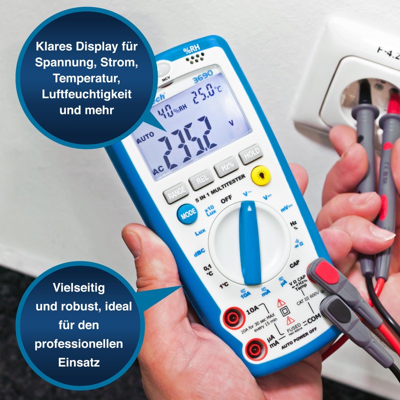 PeakTech"5 in 1 Multi Functional Digital Multimeter with Temperature, Humidity