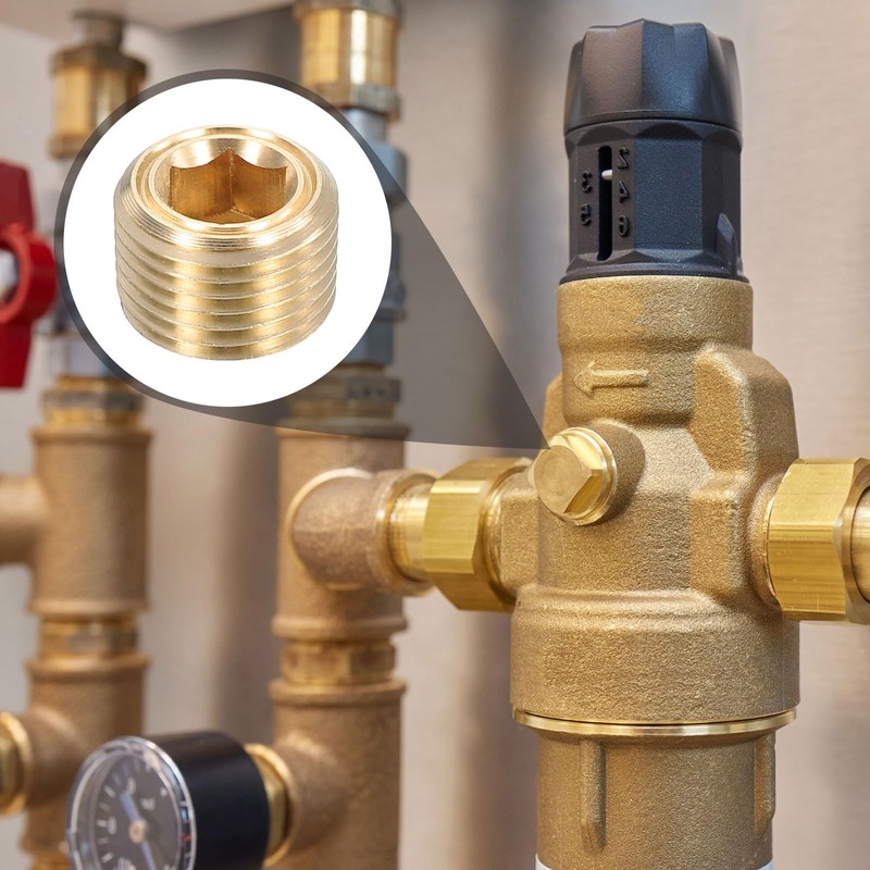 sourcing map 6Pcs Brass Pipe Plug Fitting, 1/8" NPT Male