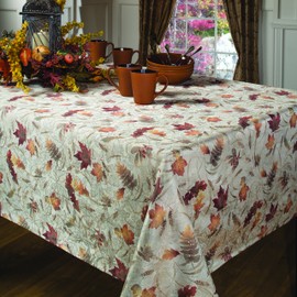 Benson Mills Autumn Jacquard Printed Fabric Tablecloth for Fall, Harvest, and Thanksgiving Table Cloth (Natures Leaves, 60" x 104" Rectangular)