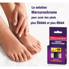 MERCUROCHROME - Rollen für elektrische Hornhautentfernung – 3 Einheiten – 2 Peelingrollen – 1 extra Peeling-Rolle – entfernt abgestorbene Haut, Horn und Hornhaut – Pflege der Füße