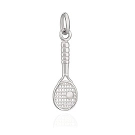 NKlaus 10217 Tennis Racket Pendant with Ball 925 Silver 19 x 6 mm Silver Pendant Amulet, Silver