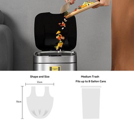 WAIKAS 8 Gallon Trash Bags with Handles, Pack of 42, Garbage Bags, Size 55 * 70cm, Weight 8g/pcs, Unscented, White