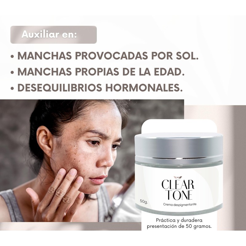 Clear Tone Crema Despigmentante 50g - Manchas Solares, Edad y