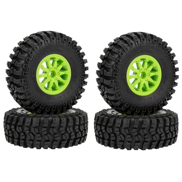 DKKY 4PCS 2.2 Inch Nylon Plastic Beadlock Wheel 4.72in/120MM Tire with 12MM Combiner Hex Accessory for 1/10 RC Rock Crawler Axial SCX10 SCX10 II 90046 TRX4 RC4WD D90 RC Car Parts(Green)