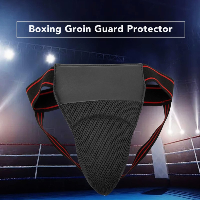 Boxing Groin Protector, Breathable Athletic Cup with Elastic Straps, Reduce