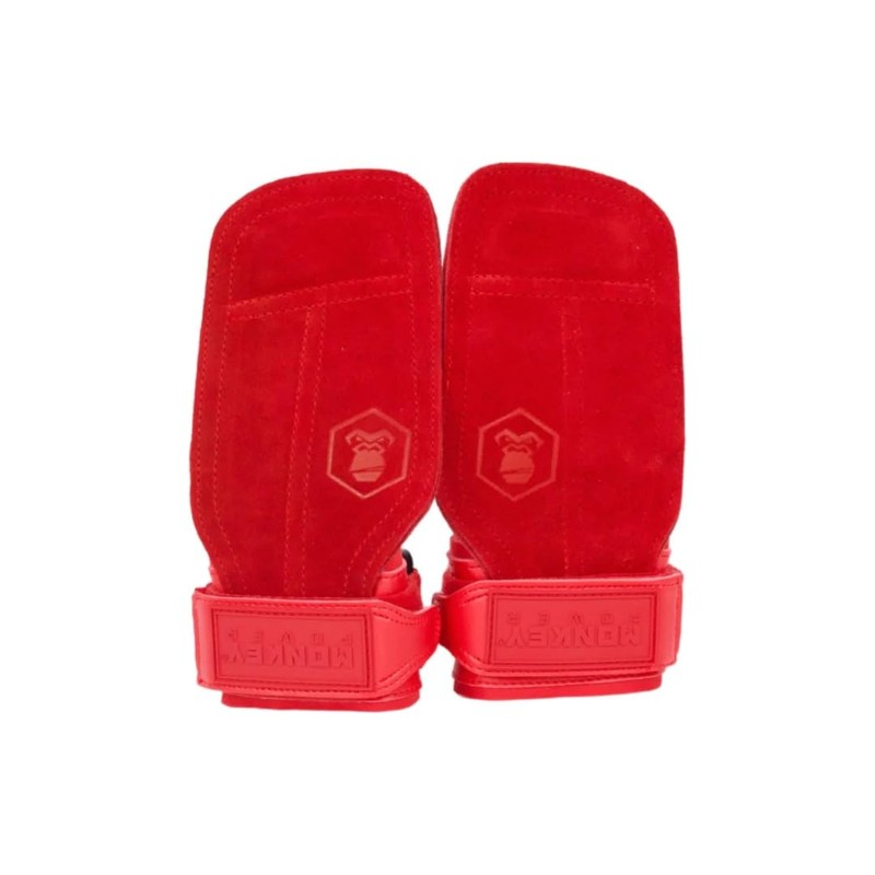 Monkey Power Straps con Callera de Piel Rojos, Gym Crossfit